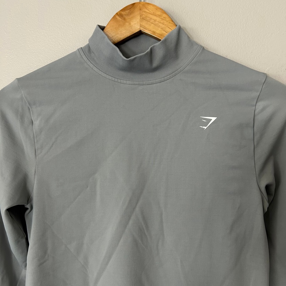 Gymshark Shirt Men Small Grey Base Layer Mock Neck Long Sleeve Training Top Gym